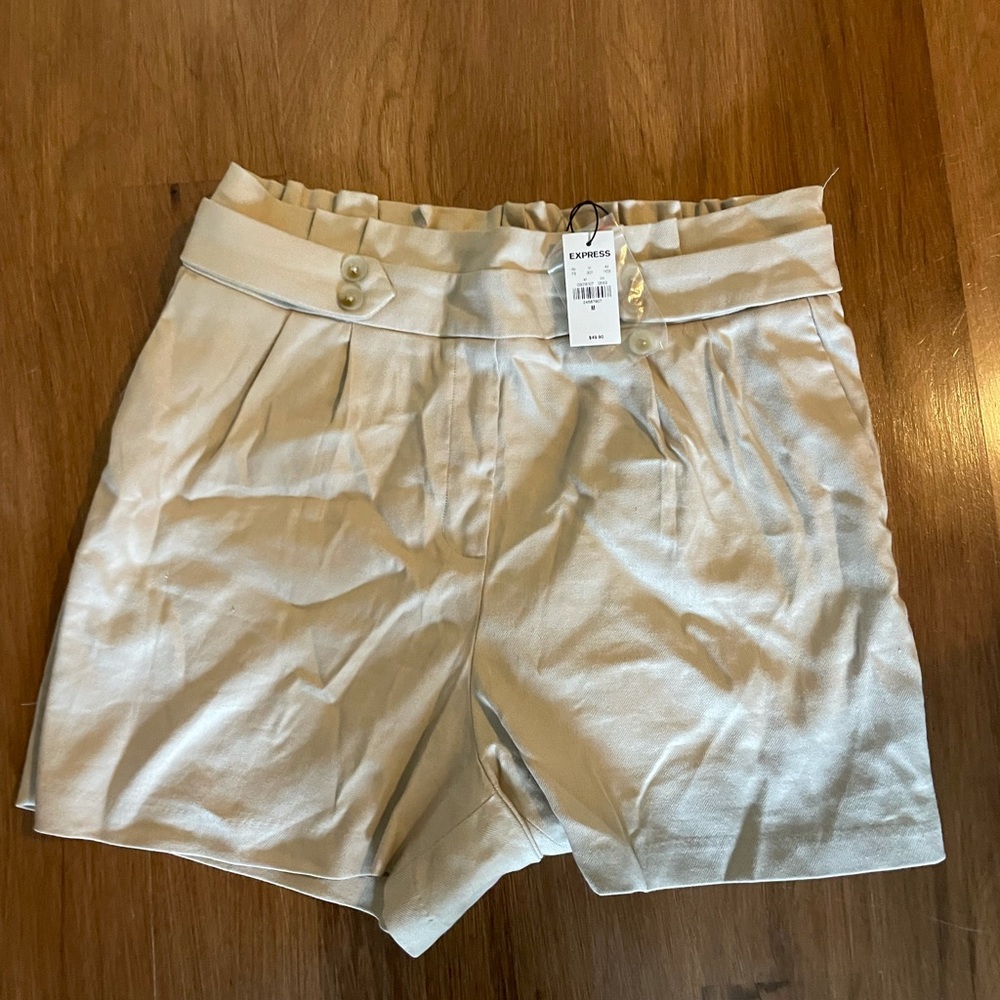 Express high waisted paper bag shorts